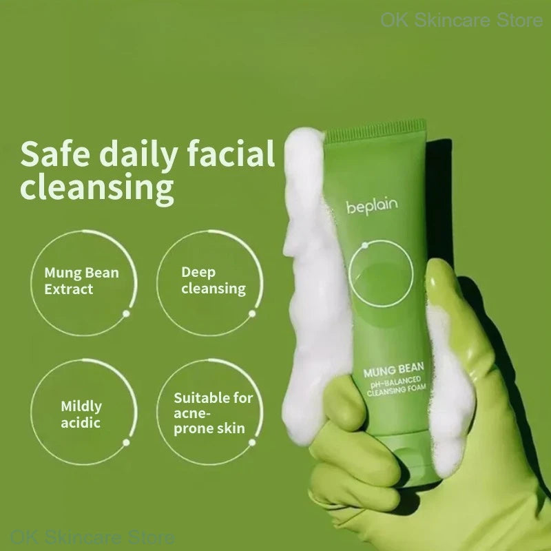 Mung Bean Revitalizing Essence – Premium Korean Purity Collection 4PCS set Cleansing Foam, Serum, exfolliater and mask