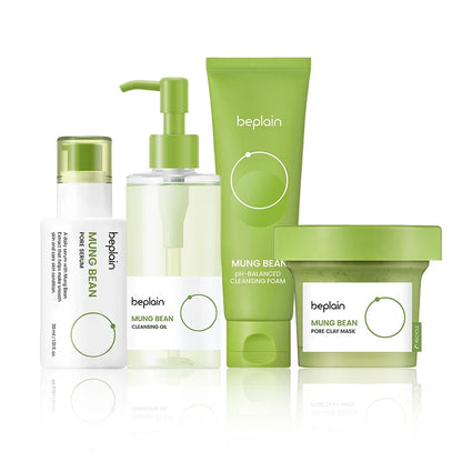 Mung Bean Revitalizing Essence – Premium Korean Purity Collection 4PCS set Cleansing Foam, Serum, exfolliater and mask