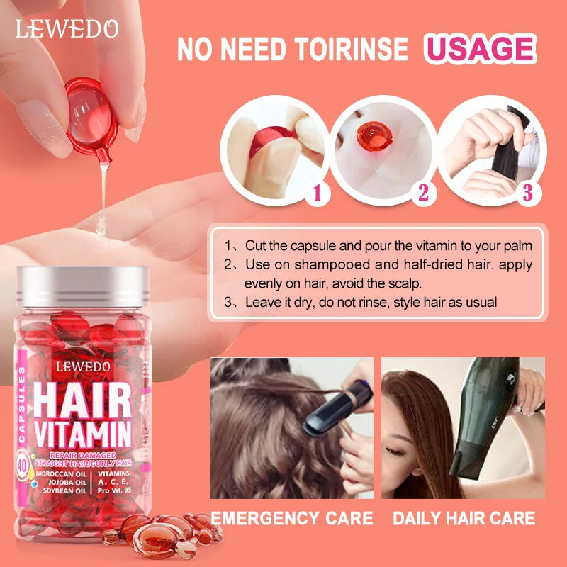 Hair Vitamin Serum Capsule Hair Treatment Serum Enriched with Moroccan Avocado Oils Vitamins A C E Pro B5 No Rinse