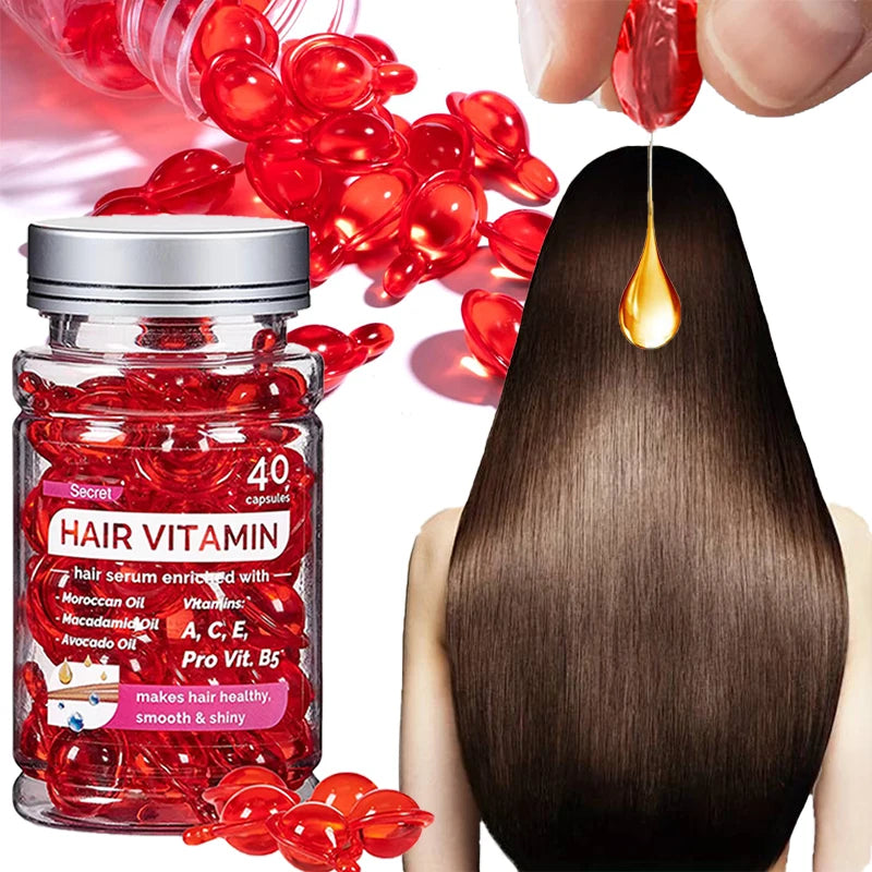 Hair Vitamin Serum Capsule Hair Treatment Serum Enriched with Moroccan Avocado Oils Vitamins A C E Pro B5 No Rinse