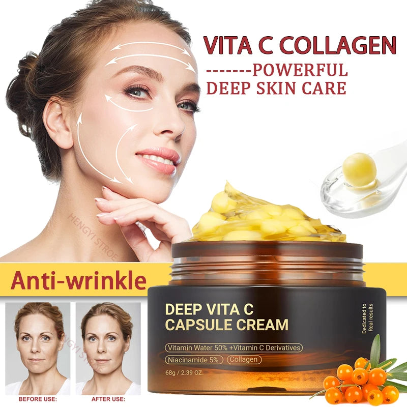 Anti-Wrinkle Vita C Capsule Cream with Collagen - Korean Anti-Aging Gel