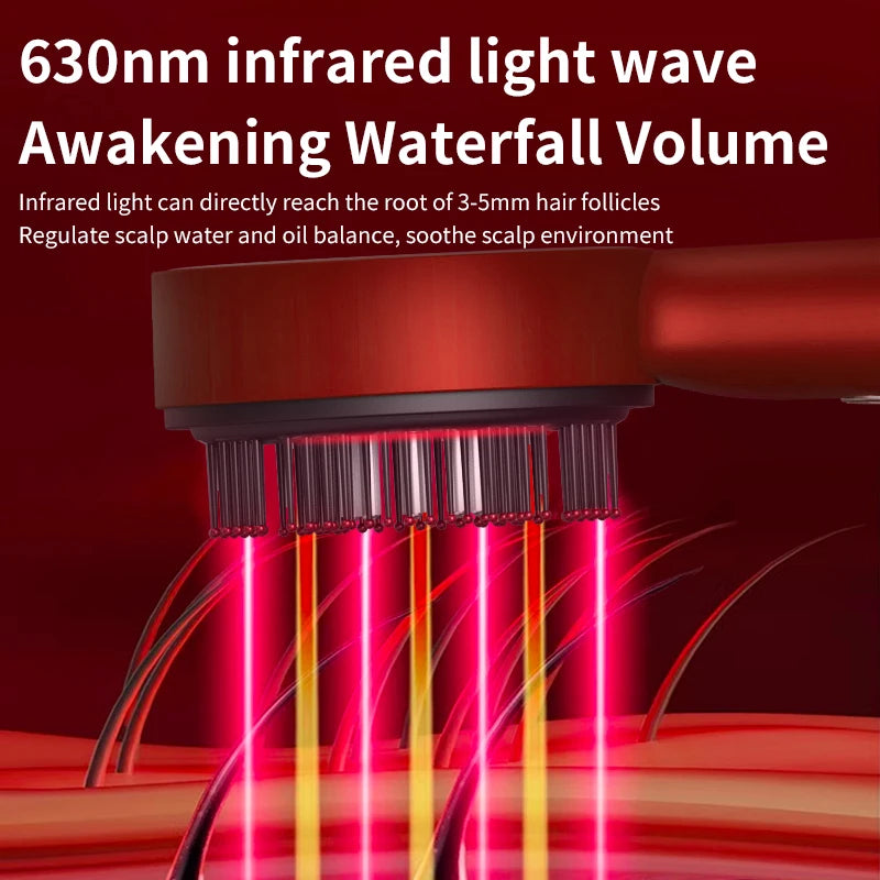 Electric Massage Comb with Vibration Red Light Therapy Scalp Brush Hair Growth Anti-Hair Loss Liquid Oil Applicator Hair Care