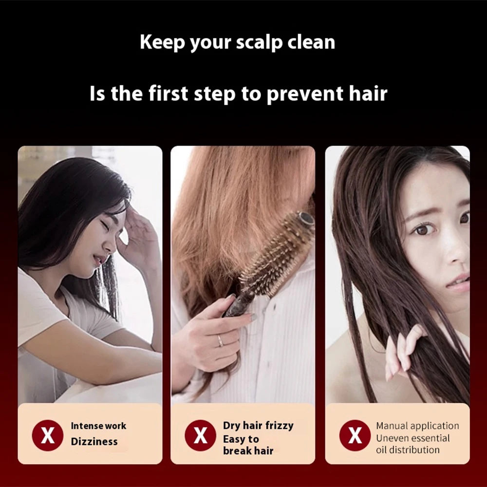 Electric Massage Comb with Vibration Red Light Therapy Scalp Brush Hair Growth Anti-Hair Loss Liquid Oil Applicator Hair Care