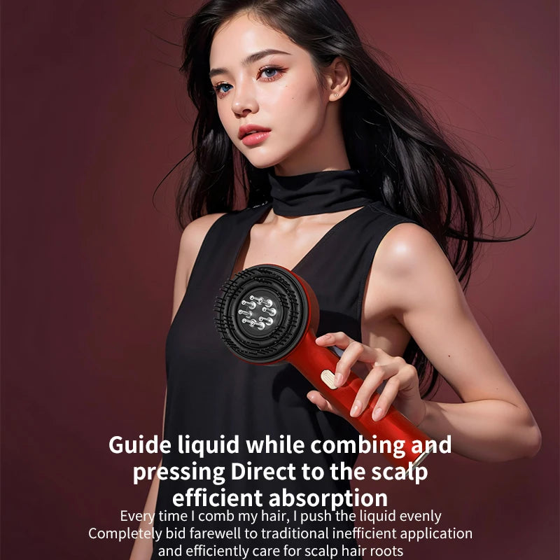 Electric Massage Comb with Vibration Red Light Therapy Scalp Brush Hair Growth Anti-Hair Loss Liquid Oil Applicator Hair Care