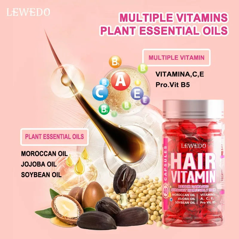 Hair Vitamin Serum Capsule Hair Treatment Serum Enriched with Moroccan Avocado Oils Vitamins A C E Pro B5 No Rinse
