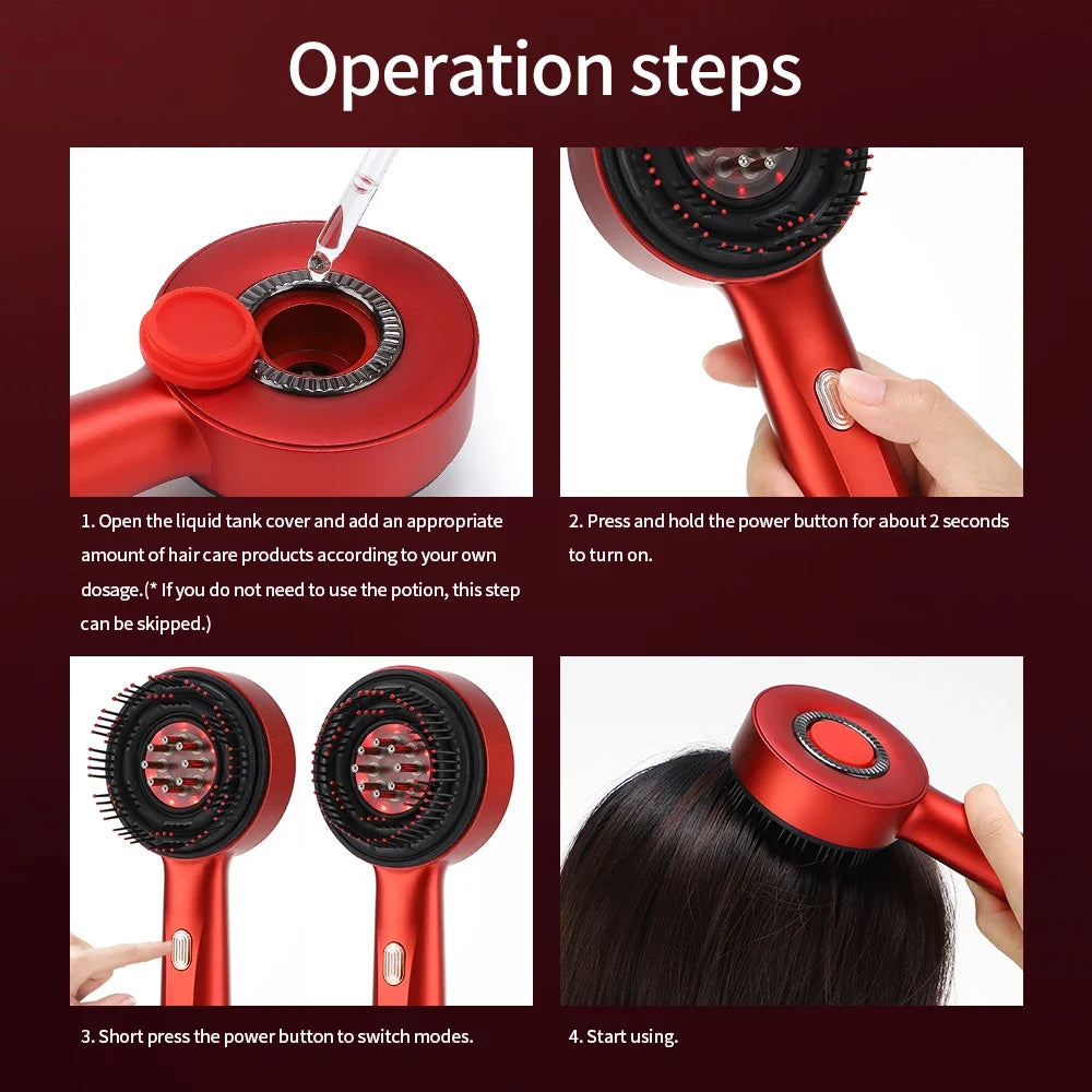 3 Modes Electric Massage Comb Portable Red Light Laser Comb for Hair Follicle Hair Follicles