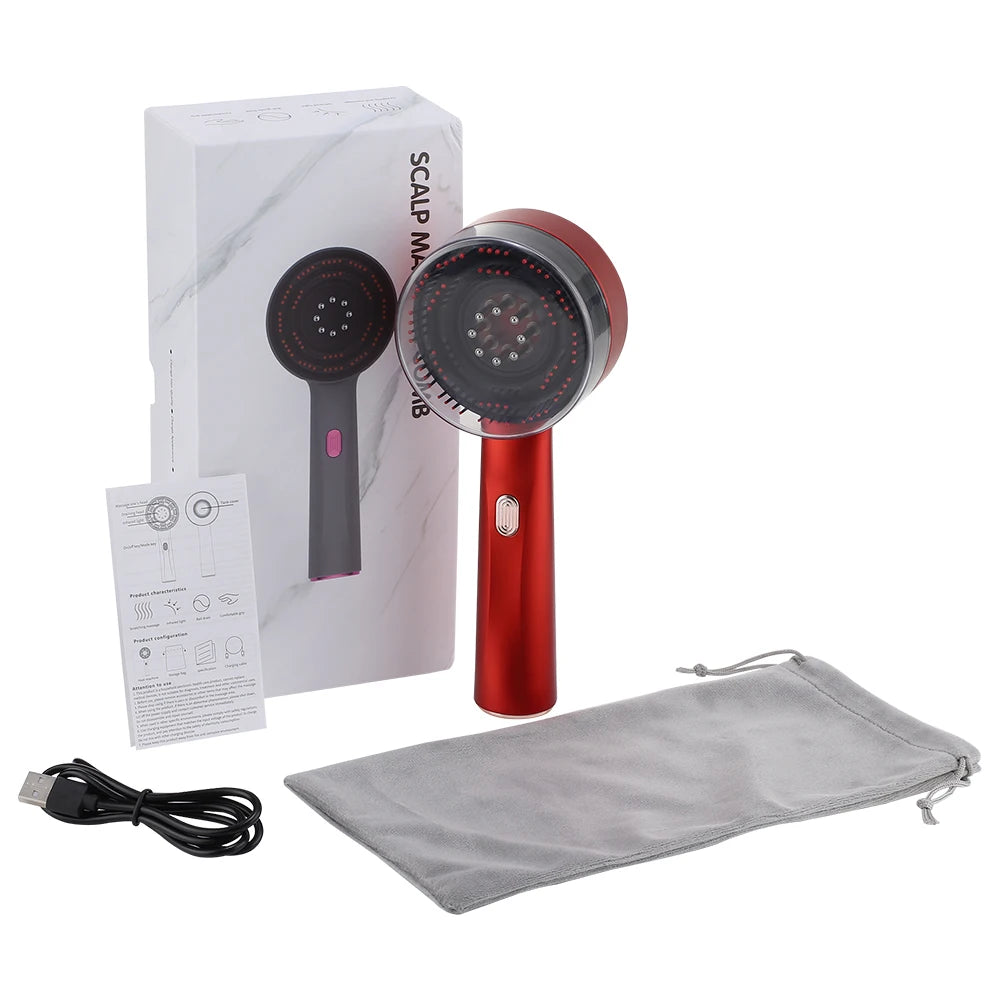 Electric Massage Comb with Vibration Red Light Therapy Scalp Brush Hair Growth Anti-Hair Loss Liquid Oil Applicator Hair Care
