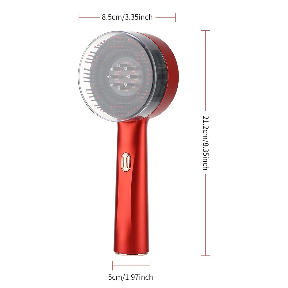Electric Massage Comb with Vibration Red Light Therapy Scalp Brush Hair Growth Anti-Hair Loss Liquid Oil Applicator Hair Care